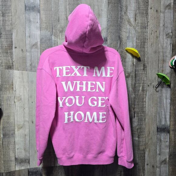 Lonely Ghost Pink Graphic Text Me When You Get Home Hoodie - Picture 4 of 7